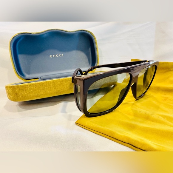 Gucci Brown Rectangular Sunglasses main image 5